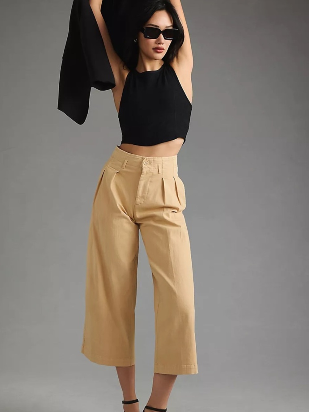 Maeve by Anthropologie Remi wide leg crop chino cotton khaki pants size 10